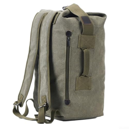 Segeltuch-Rucksack mit mehreren Taschen, ideal für Reisen, Sport und Camping, military green, B von UTTASU