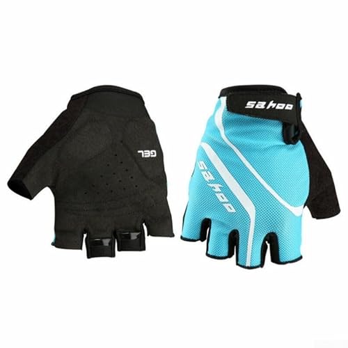UTTASU Halbfinger-Handschuhe aus atmungsaktivem Netzmaterial, für Mountainbike, Fahrrad, Schwarz/Rot/Blau (L Blau) von UTTASU