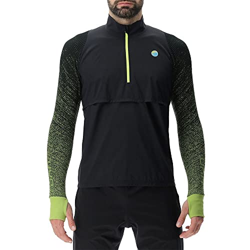 UYN O102433 RUNNING EXCELERATION WINDPROOF SHIRT LONG SL.ZIP UP Jacket Men's Schwarz/Limette M von UYN