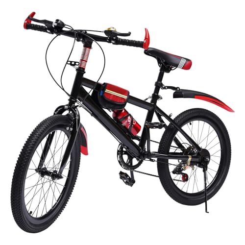 UYRTOY 20 Zoll Mountainbike für Kinder, geeignet für Jungen, Mädchen, Damen, Herren, PU-Oberfläche, Schaumstoff-Polsterung, hoher Kohlenstoffstahl, Gummiräder, geeignet für Straßen, Berge, Rot von UYRTOY