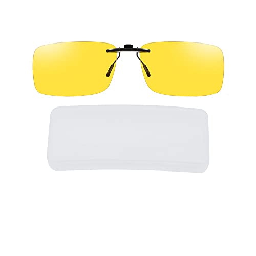 UYUYong Sonnenbrille Aufsatz Clip Gelb 4.8g Polarisiert Clip Auf Sonnenbrillen Nachtsichtbrille für Brillenträger Sonnenbrille Clip on Für Nachtfahrten HD von UYUYong