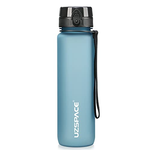 UZSPACE Trinkflasche Kinder Auslaufsicher,Sport Kunststoff Trinkflasche 1l,800ml,500ml, Tritan & BPA-frei Sportflasche Kohlensäure Geeignet (Blau (Glacier Blue), 1000ml) von UZSPACE