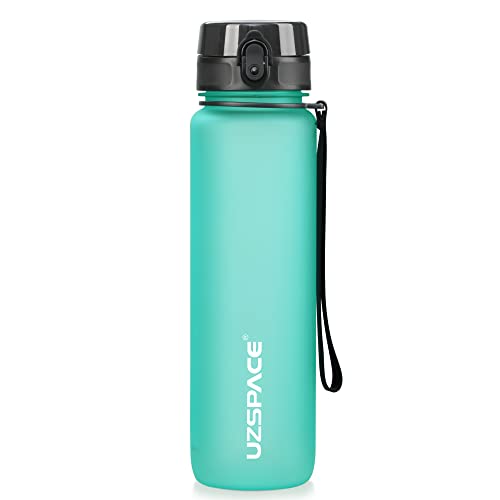 UZSPACE Trinkflasche Kinder Auslaufsicher,Sport Kunststoff Trinkflasche 1l,800ml,500ml, Tritan & BPA-frei Sportflasche Kohlensäure Geeignet (Spindrift Blau, 1000ml) von UZSPACE