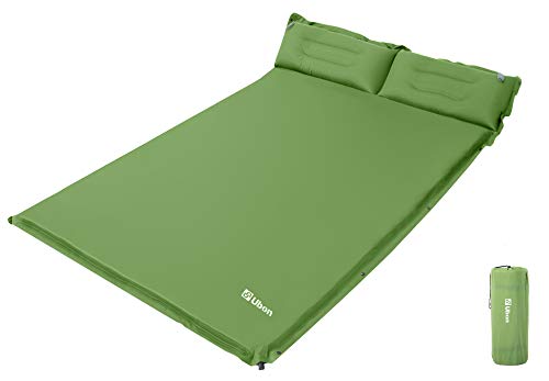 Ubon Doppelte Automatisch aufblasbares Bett Luftmatratzen Selbstaufblasende Schlafmatten für 2 Personen 3,6cm Schwamm Füllung Ergonomische Tragbar und leicht Camping Bett Grün von Ubon
