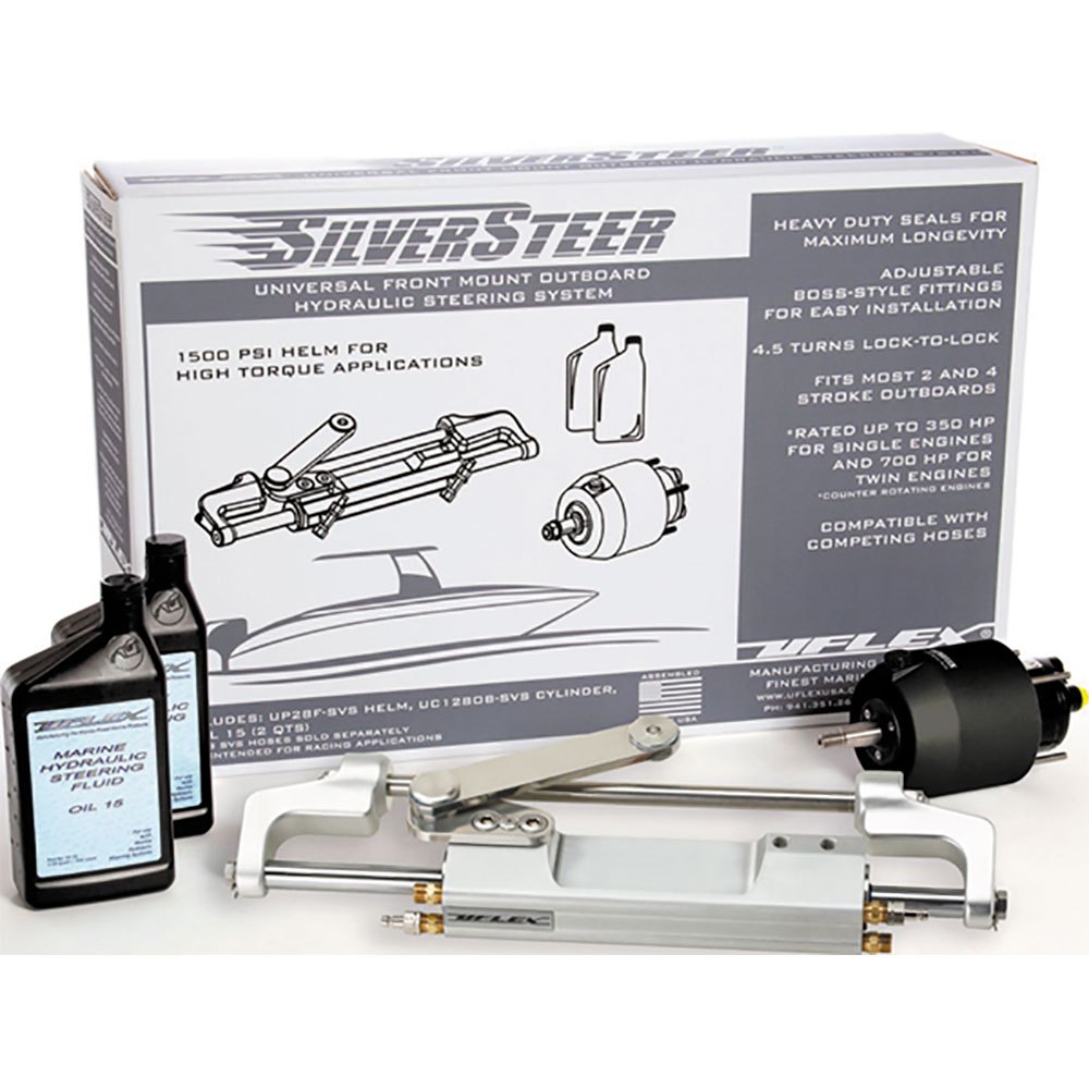 Uflex Silversteer V2 Universal Front Mount Outboard Hydraulic Steering System Silber von Uflex
