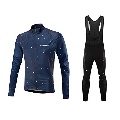 Uglyfrog Radtrikot Herren Warm Set, Fahrradbekleidung Fahrradtrikot Langarm und Radhose mit 3D Sitzpolster für Frühling Herbst Winter von Uglyfrog-2