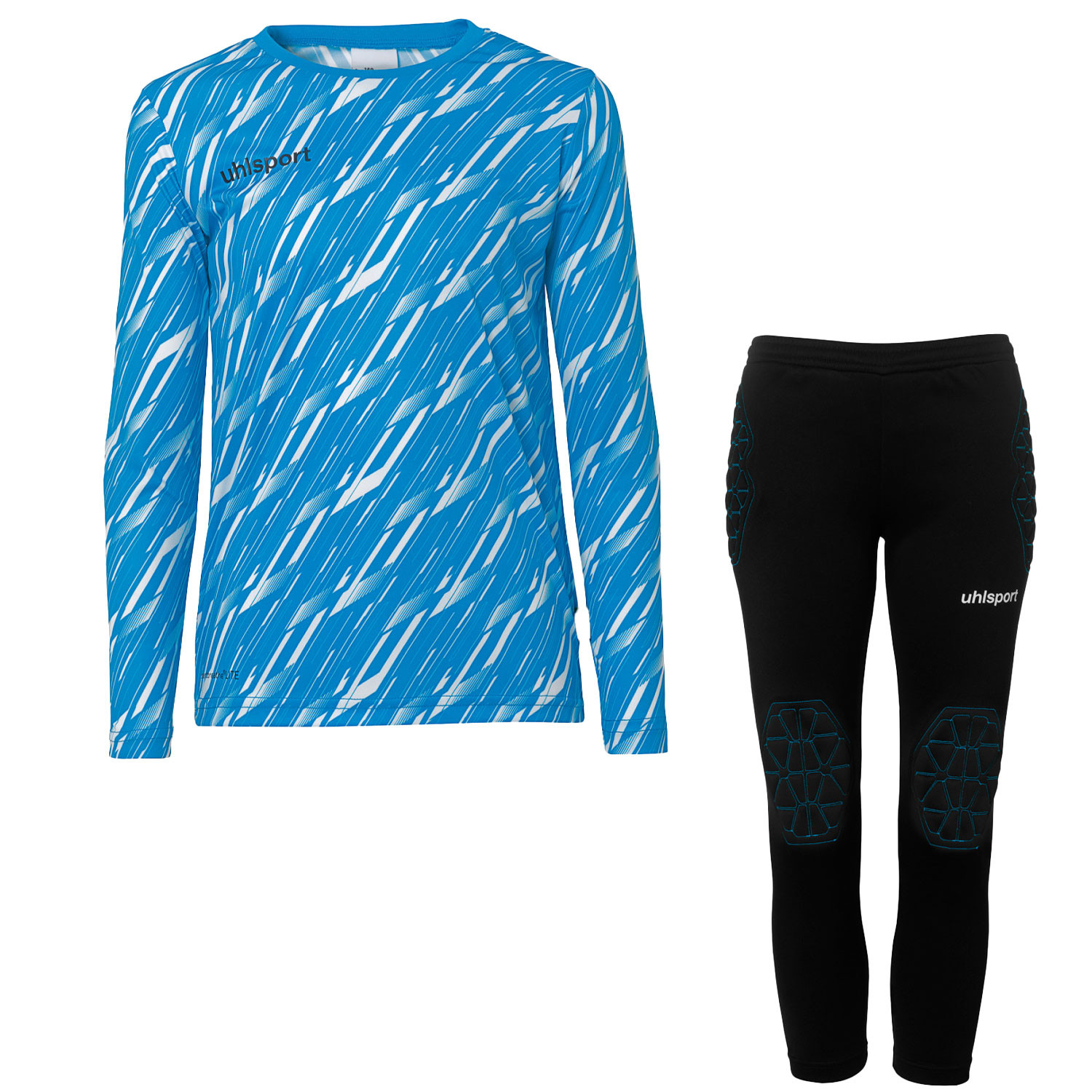 Progressive Goalkeeper Set langarm Kinder cyan/weiß 164 von Uhlsport