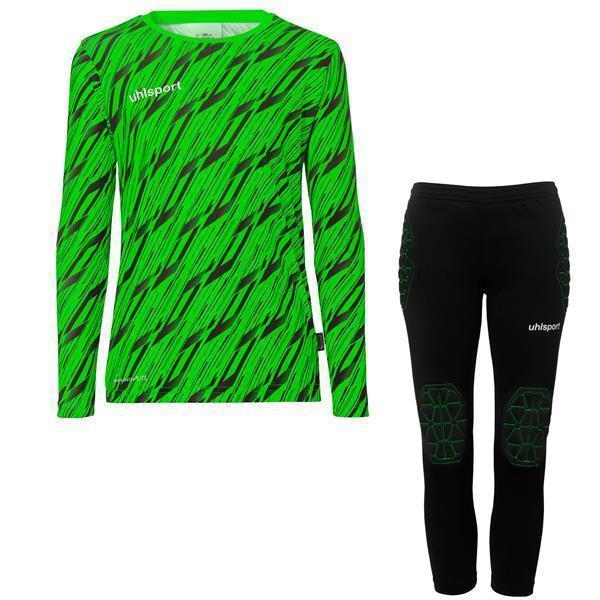 Progressive Goalkeeper Set langarm Kinder fluo grün/schwarz 140 von Uhlsport