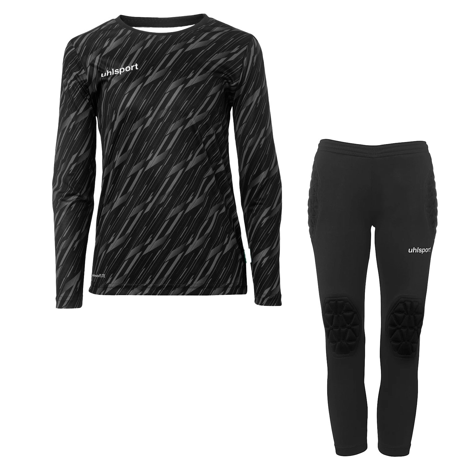 Progressive Goalkeeper Set langarm Kinder schwarz 116 von Uhlsport
