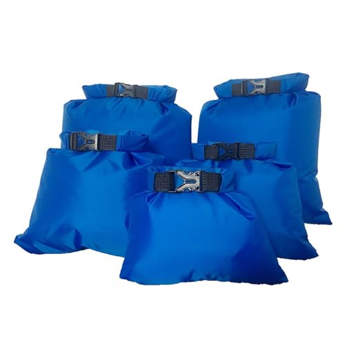 Ukbzxcmws Leichte, wasserdichte Trockensäcke mit Roll-Top, hält Ausrüstung trocken für Wandern, Strand, Angeln, Camping, Rafting, Schwimmen, 5 Stück, blau von Ukbzxcmws