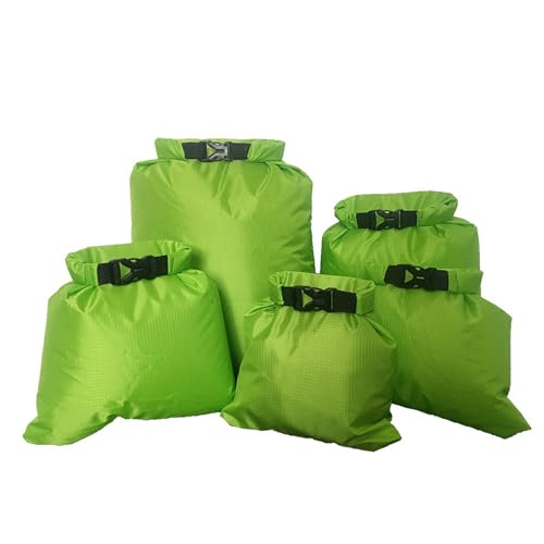 Ukbzxcmws Leichte, wasserdichte Trockensäcke mit Roll-Top, hält Ausrüstung trocken für Wandern, Strand, Angeln, Camping, Rafting, Schwimmen, 5 Stück, grün von Ukbzxcmws