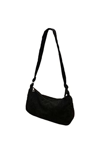 Ulisty Damen/Mädchen Cord Schultertasche Klein Achseltasche Mode Täglich Quadratische Tasche Lässig Handtasche Schwarz von Ulisty