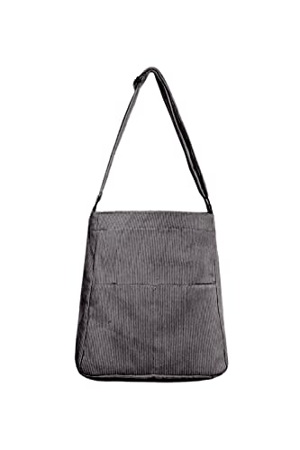 Ulisty Damen/Mädchen Grosse Kapazität Cord Fäch Tragetasche Mode Schultertasche Hobo Tasche Lässig Umhängetasche Einkaufstasche Handtasche grau von Ulisty