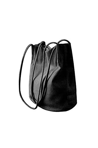 Ulisty Damen Baumwolle und Leinen Schultertasche Lässig Tragetasche Handgepäck Eimertasche Handtasche schwarz von Ulisty