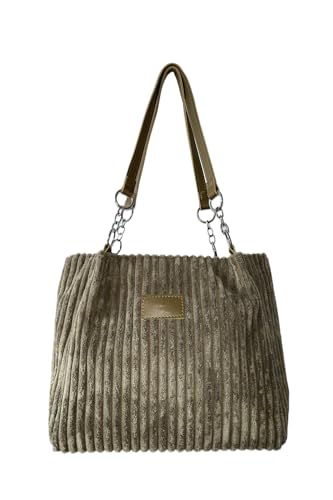 Ulisty Damen Cord Tragetasche Lässig Mode Shopper Umhängetasche Täglich Einkaufstasche Handtasche grün von Ulisty