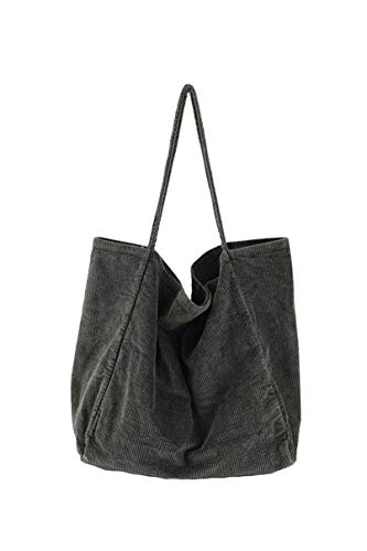 Ulisty Damen Groß Cord Tragetasche Retro Schultertasche Beiläufig Einkaufstasche Mode Handtasche grün von Ulisty