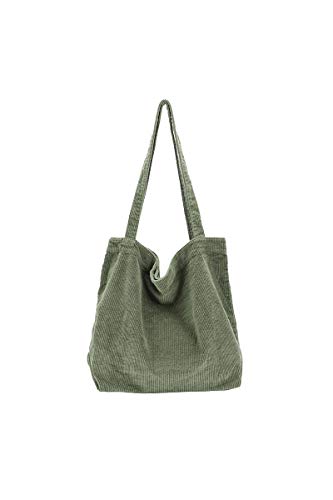 Ulisty Damen Grosse Kapazität Cord Tragetasche Lässig Schultertasche Mode Handtasche Einkaufstasche Tote Tägliche Tasche Grün von Ulisty