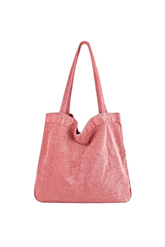 Ulisty Damen Grosse Kapazität Cord Tragetasche Lässig Schultertasche Mode Handtasche Einkaufstasche Tote Tägliche Tasche Rosa von Ulisty