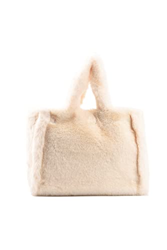 Ulisty Große Plüsch-Tragetasche für Damen, für Herbst und Winter, flauschiger Griff oben, Hobo-Tasche, Handtasche, Big Beige, Einheitsgröße, Handgepäck von Ulisty