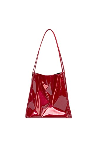 Ulisty Damen Lackleder Tasche Weich Tragetasche Lässig Shopper Schultertasche Mode Handtasche Tägliche Tasche rot von Ulisty