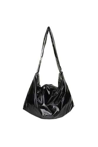 Ulisty Damen Nachahmung-Stanniol Stil Hobo-Tasche Breiter Riemen Umhängetasche Schultertasche Lässig Handtasche Täglich Tasche Schwarz von Ulisty