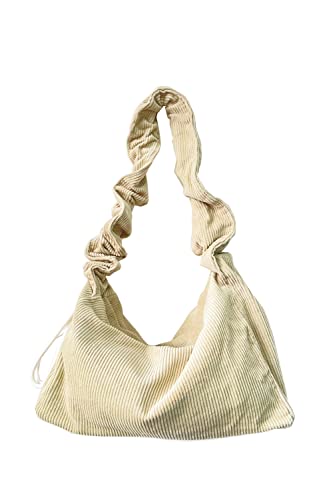 Ulisty Kleine Unterarmtasche aus Cord, mit Kordelzug, Umhängetasche, lässige Handtasche, Hobo-Tasche, aprikose, Einheitsgröße, Handgepäck von Ulisty