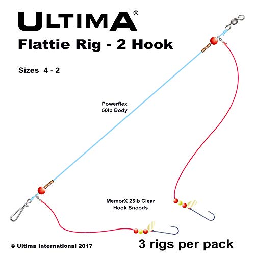 Ultima Unisex-Adult Flattie Rig-2 Hook Sea Fishing, Red/Sand, 4 von Ultima