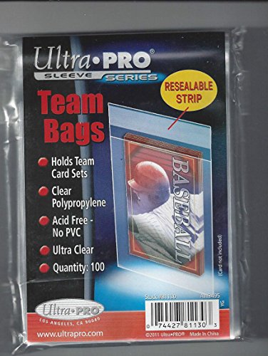 Ultra Pro 5 Team Bags wiederverschließbaren (5 100 Ct Pakete) – Für Aufbewahrung von Baseball, Fußball, Hockey Karten. Ideal für Top Frontlader von Ultra Pro