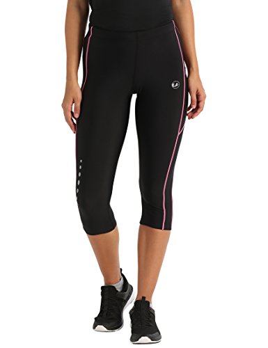 Ultrasport Damen Laufhose 3/4 Kompressionswirkung und Quick-Dry-Funktion, Schwarz/Neon Pink, S von Ultrasport