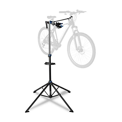 Ultrasport Fahrradmontageständer Profi, stabiler Fahrradständer, Reparaturständer für Fahrräder aller Art wie MTB, E-Bike bis 30 kg, mit cleveren Features für die Fahrradreparatur, Silber/Blau von Ultrasport