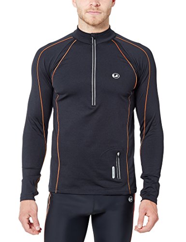 Ultrasport Herren Jimi windabweisendes angerautes Fleece Laufshirt mit Reflektoren und Quick-Dry-Funktion, Schwarz/Neon Orange, XL von Ultrasport