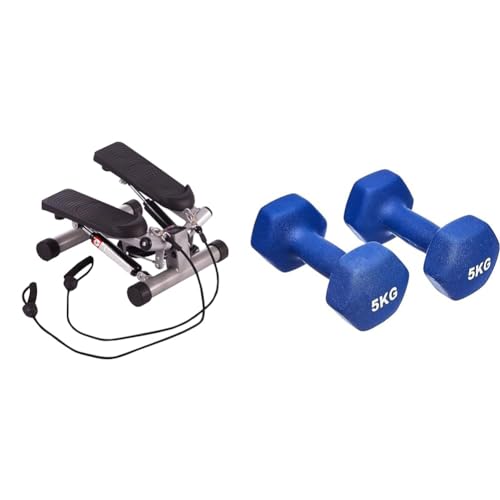 Ultrasport Swing Stepper & Amazon Basics Neopren Hanteln Gewichte (2er-Sets, 5kg Hanteln) Blau von Ultrasport