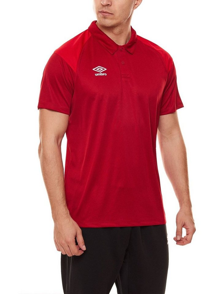 Umbro Rundhalsshirt umbro Poly Polo Herren Polohemd Sport-Shirt mit kontrastfarbener Schulterpartie 65293U-1IY Golf-Shirt Rot von Umbro