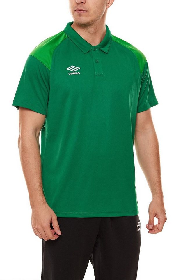 Umbro Rundhalsshirt umbro Poly Polo Herren Sport-Shirt Polohemd mit kontrastierender Schulterpartie 65293U-GRA Golf-Shirt Grün von Umbro