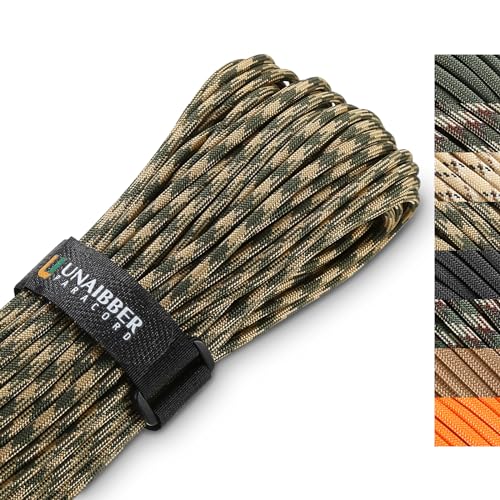 Unaibber Paracord 4mm x 40m,Paracord 550 Schnüre Seil 7 Kern-Strängen,Nylonseil Paracord aus reißfestem 100% Nylon Paracord hält bis zu 250kg für Survival Camping(Beige Getarnt, 40 Meter) von Unaibber