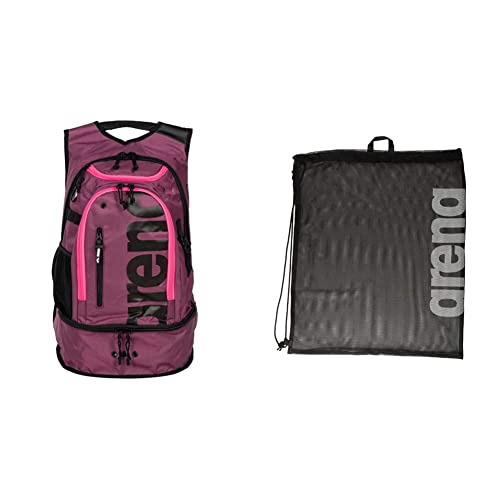 ARENA Unisex-Adult Fastpack 3.0 Rucksack, Plum-NEON_PINK, NS & ARENA DSBAG Unisex – Erwachsene Mesh Schwimmbeutel Turnbeutel, Team Black, one Size, von Unbekannt