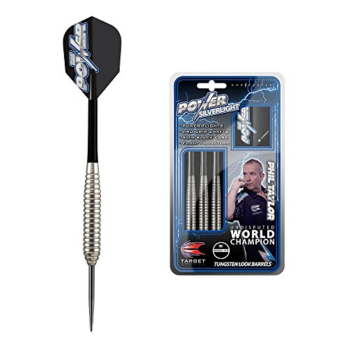 Target Darts Phil Taylor Power Silverlight Steel Tip Dartpfeile (24gr), Silber, 24g von Target Darts