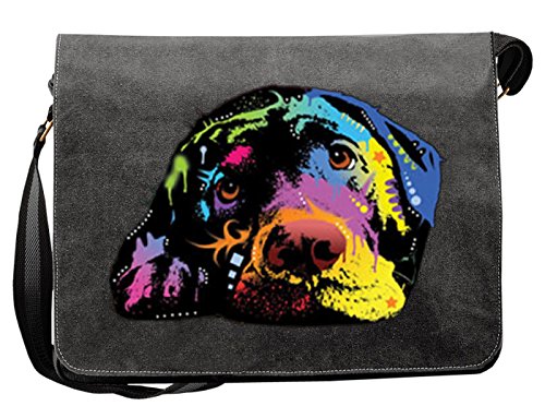 Labrador Motiv Canvas Tasche - Hunde Umhängetasche : Lying Lab - Freizeittasche Hunde Neon Motiv von Unbekannt