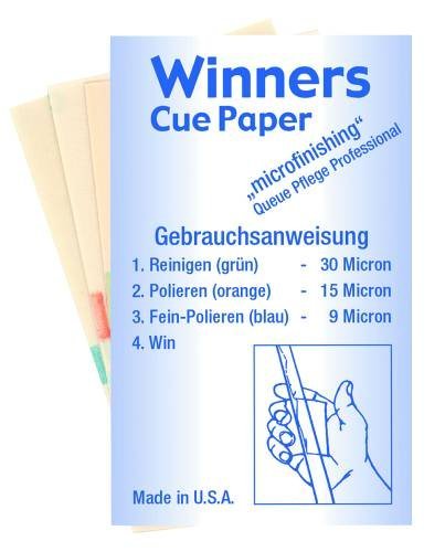 Profi Queue Pflege, Winners Cue-Paper (Set). "Micro"-Schleifpapier von GamePoint
