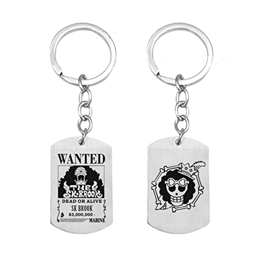Schlüsselanhänger Schlüsselring Wanted Brook Metall Dog Tag Anhänger doppelseitig Manga Anime Pirat für Kinder Herren Geschenkidee von Unbekannt