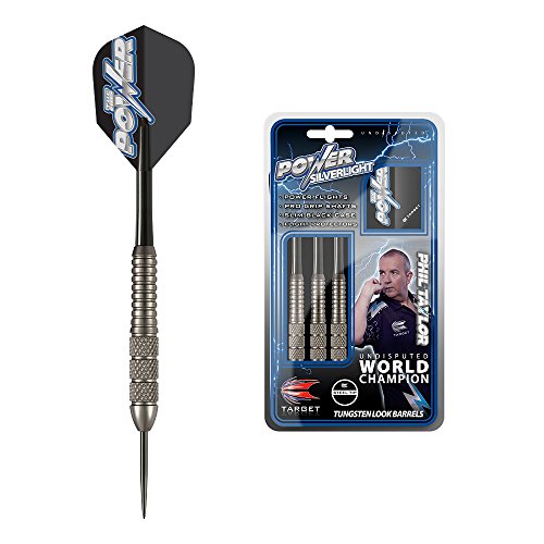 Target Darts Phil Taylor Power Silverlight Steel Tip Dartpfeile (22gr), silber 22g von Target Darts