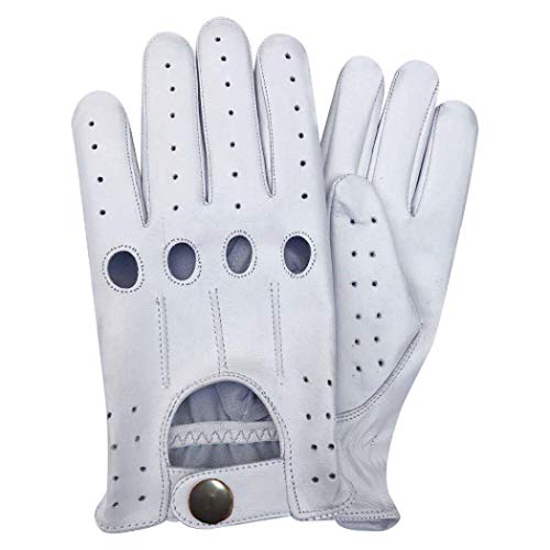 Unbekannt Handschuhe Fahren 100% Leder Stil retro für Herren Komfort und sicher Chauffeur - Weiß, S von Unbekannt