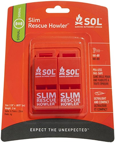 survive outdoors longer Sun Slim Rescue Howler 2 Pack Pfeife 100 dB Unisex Erwachsene, Orange von survive outdoors longer