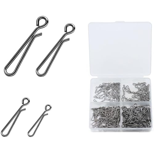 UncleS 200pcs Hochfischer Fischereiclips 4-Größe Set Korrosionsbeständige Schnelle Freisetzung Für Köder Für Lures Tackle Edelstahlköder Clip Set von UncleS