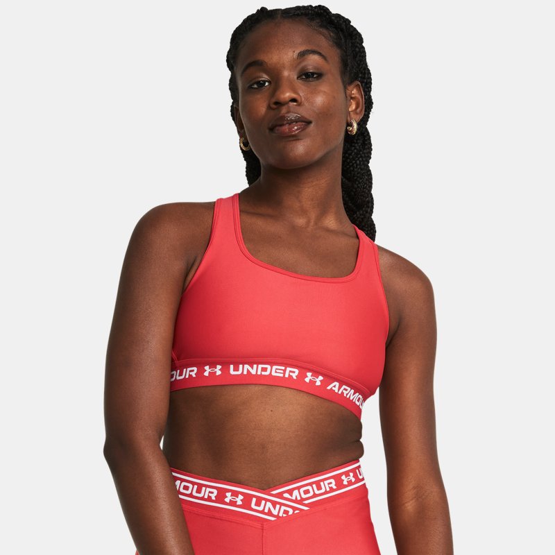 Damen Sport-BH Armour® Mid Crossback Rot Solstice / Rot Solstice / Weiß XL von Under Armour