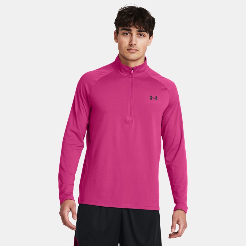 Herren Under Armour Tech™ Shirt mit ½-Zip, langärmlig Astro Rosa / Schwarz M von Under Armour