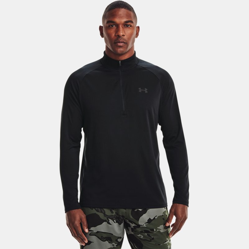 Herren Under Armour Tech™ Shirt mit ½-Zip, langärmlig Schwarz / Charcoal XL von Under Armour