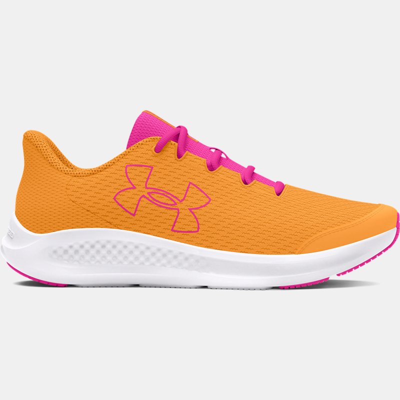 Mädchen Grade School Under Armour Charged Pursuit 3 Big Logo Laufschuhe Nova Orange / Nova Orange / Rebel Rosa 36.5 von Under Armour