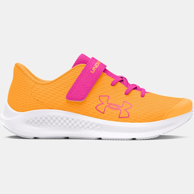 Mädchen Pre-School Under Armour Pursuit 3 AC Big Logo Laufschuhe Nova Orange / Nova Orange / Rebel Rosa 28 von Under Armour