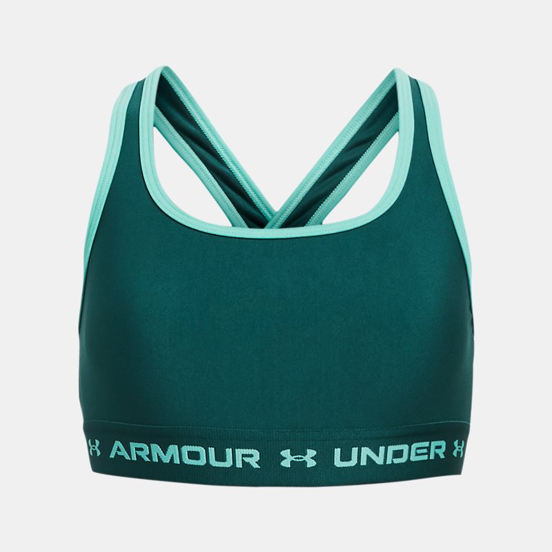 Mädchen Under Armour Crossback Sport-BH Hydro Teal / Radial Turquoise YXS (122 - 127 cm) von Under Armour